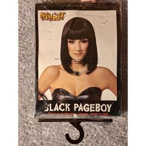 NEW Spirit Halloween Black Pageboy Wig Womens Halloween Costume Party Gothic